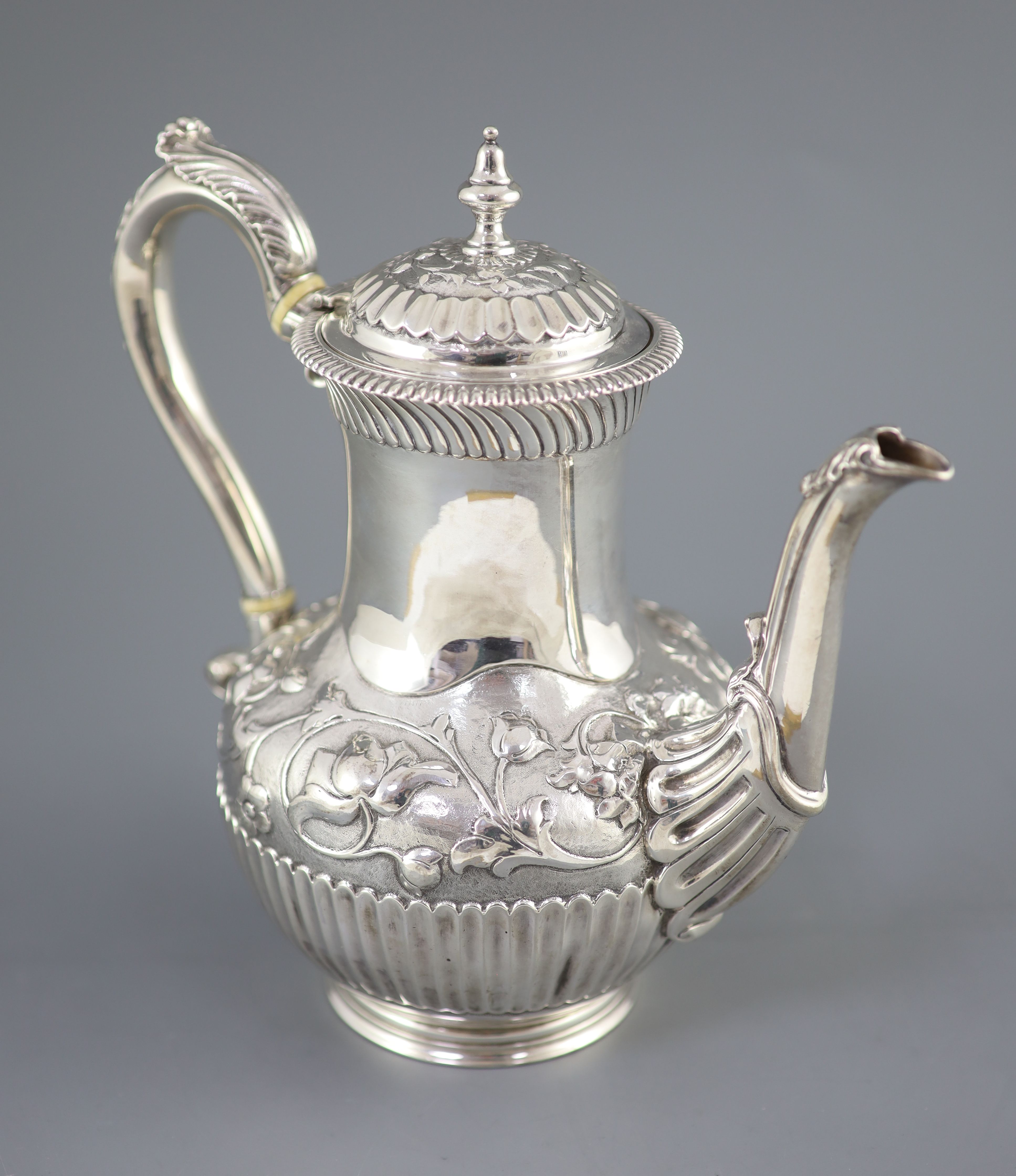 A Victorian silver coffee pot by Richard Sibley II,